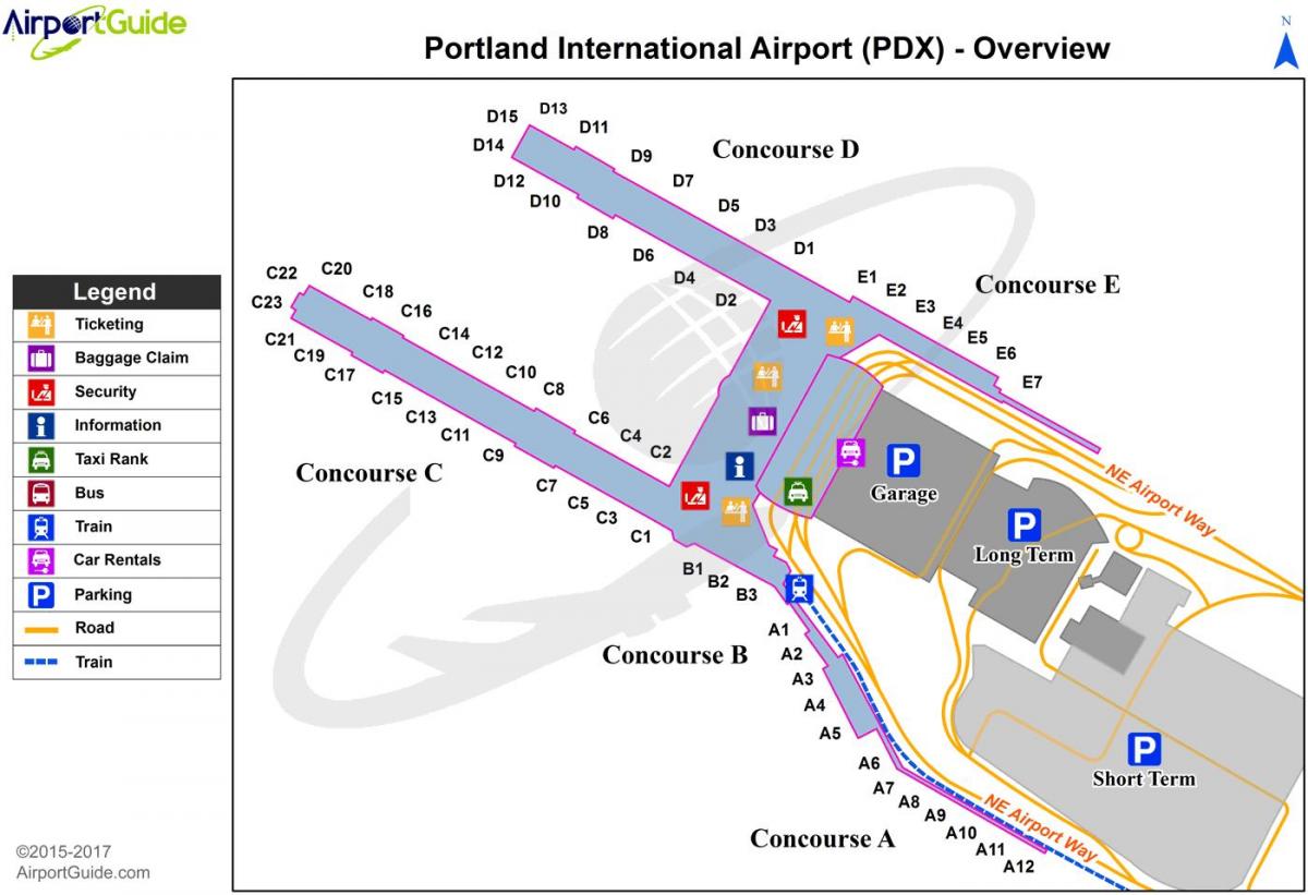 Portland Oregon airport mapa
