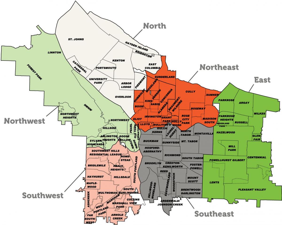 Portland suburbs mapa