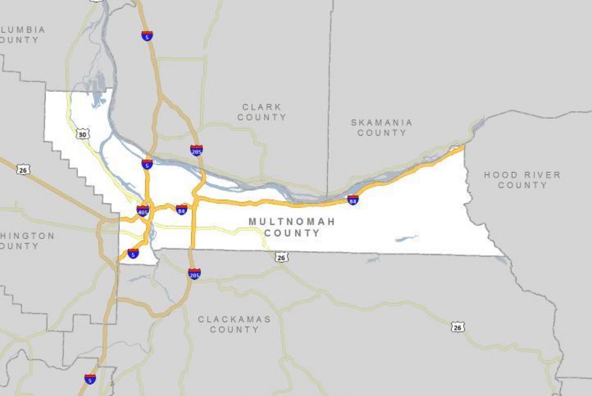 Multnomah county sa Oregon mapa