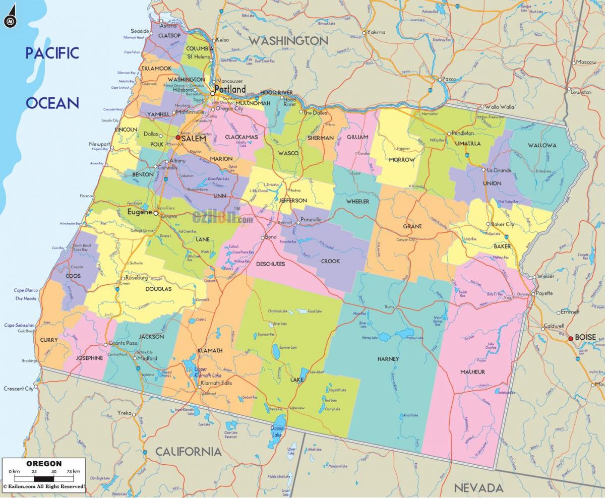 Portland Oregon county mapa