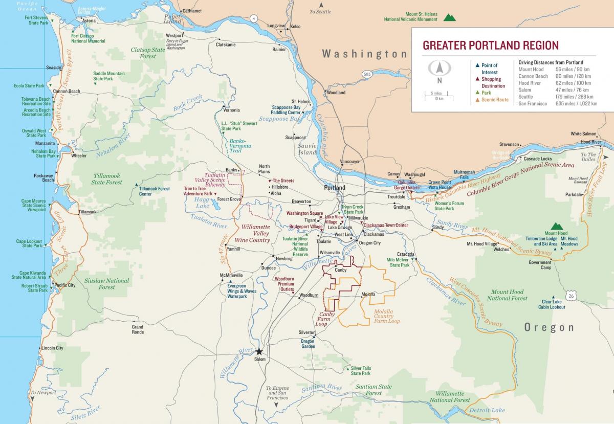 mapa ng Portland Oregon
