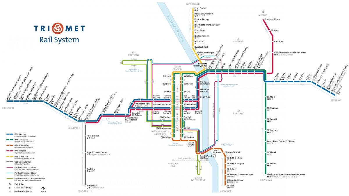 Portland rail system ng mapa