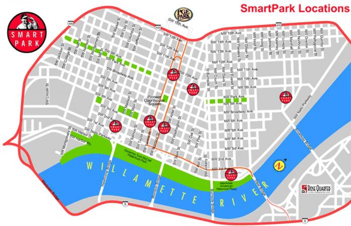 mapa ng Portland smart park