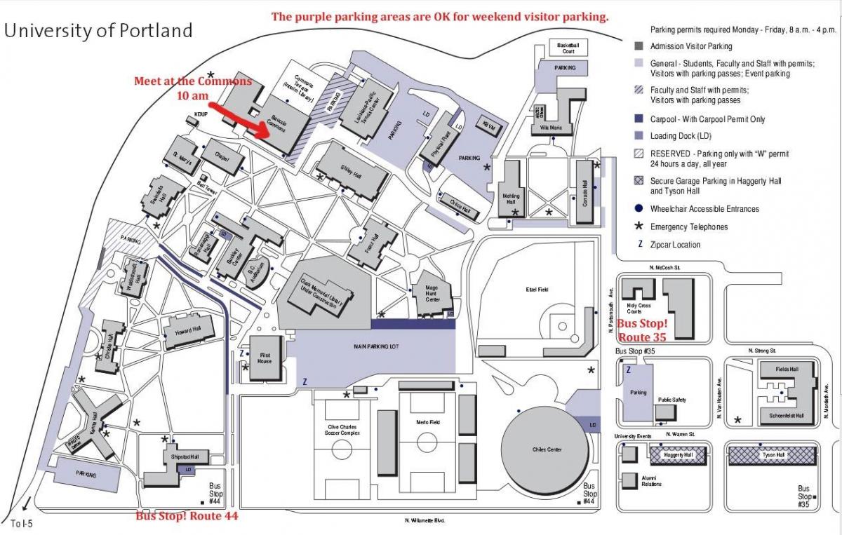 mapa ng University of Portland