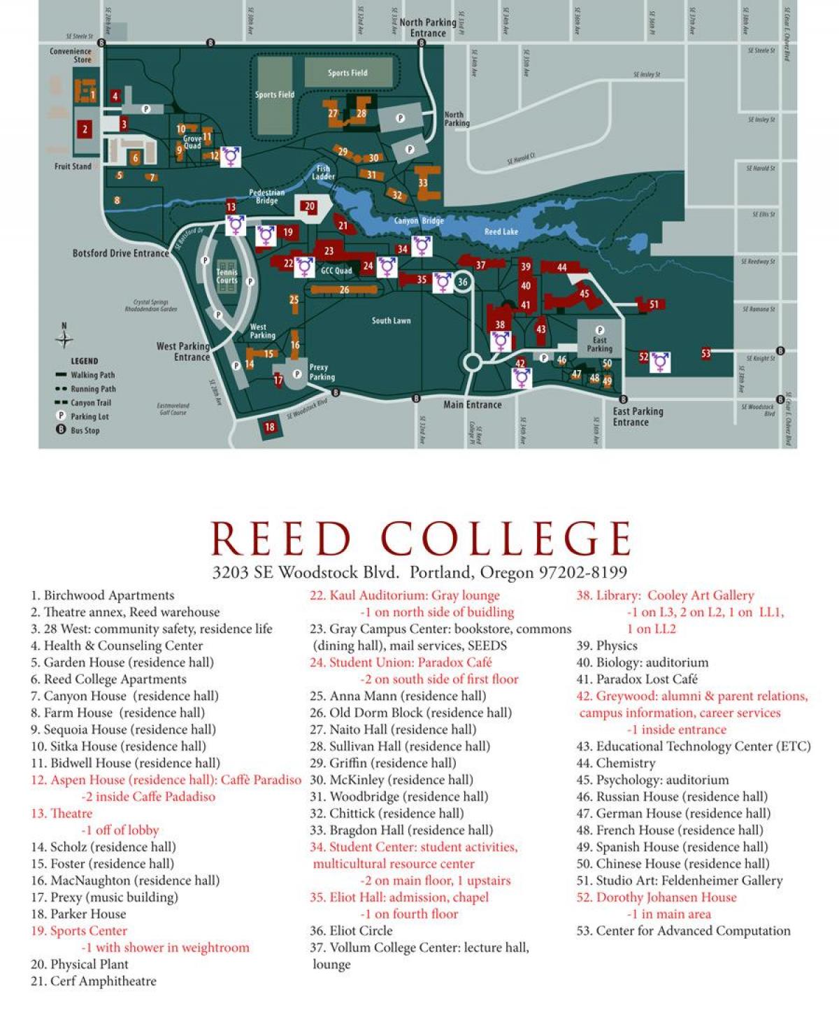 mapa ng reed College