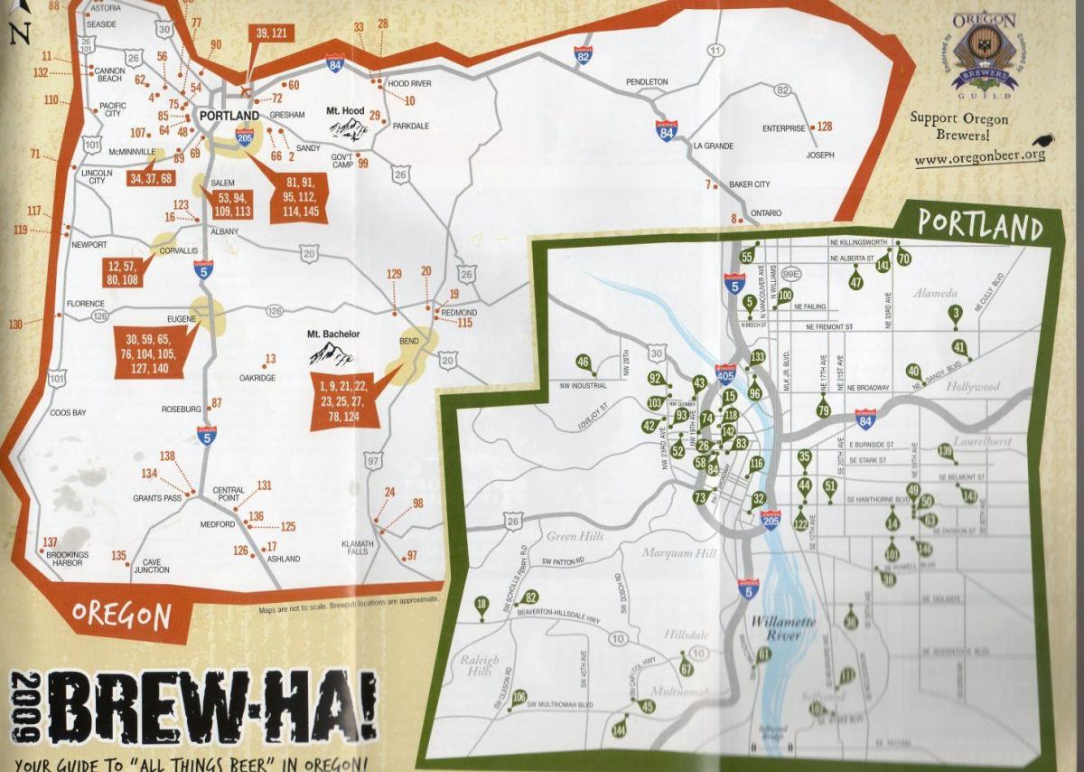 mapa ng serbeserya sa Portland Oregon 