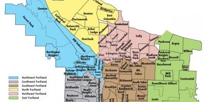 Portland Oregon kapitbahayan mapa